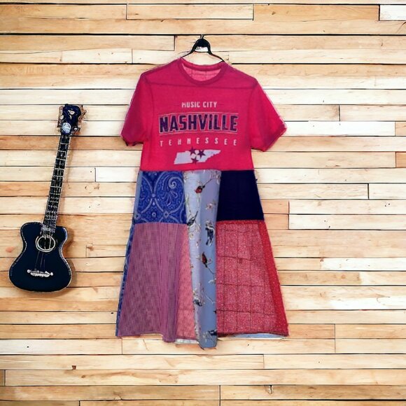 Upcycled Dresses & Skirts - Upcycled Nashville Tee Dress S M